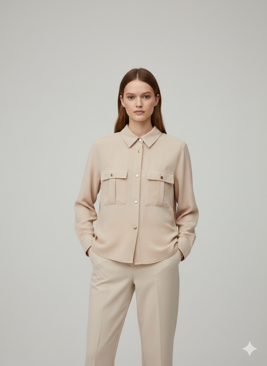 Blouse Gold Button 2 Pocket Line - Ninety
