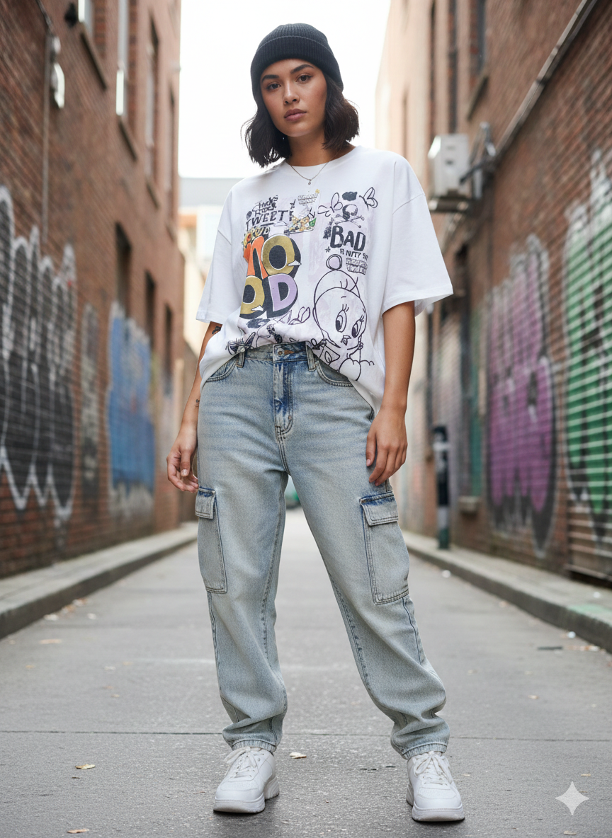 Tweety Boxy Crop T-Shirt Ivory