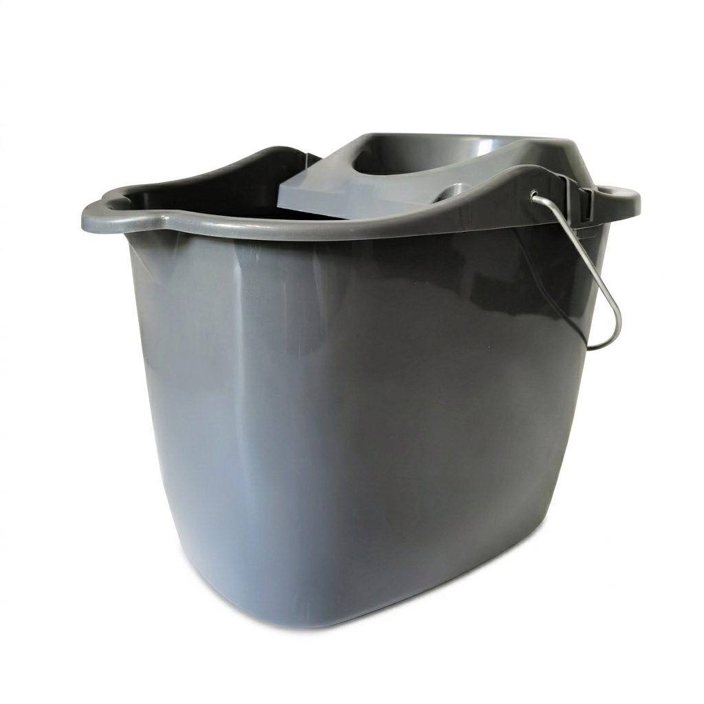 4Gal/15L Plastic Mop Bucket with Wheels Grey