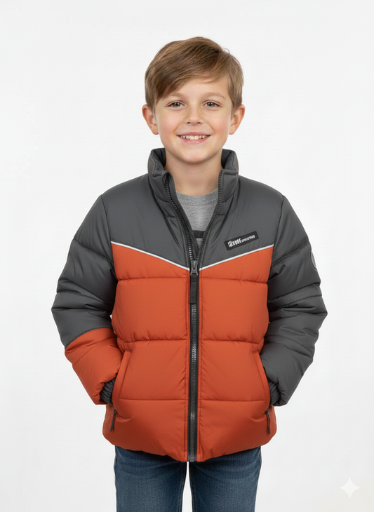 Chevron Blocked Puffer Burnt Orange
