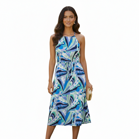 Tie Back Printed Dress Lilac