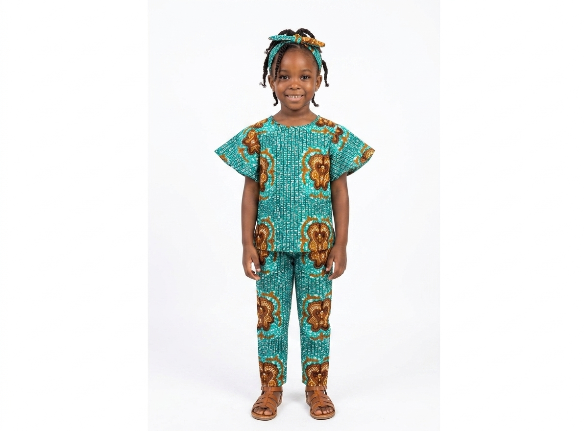 Conjunto Niña Verde-Chocolate ( Etnia Negra)
