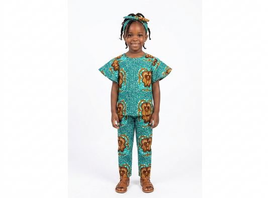 Conjunto Niña Verde-Chocolate ( Etnia Negra)