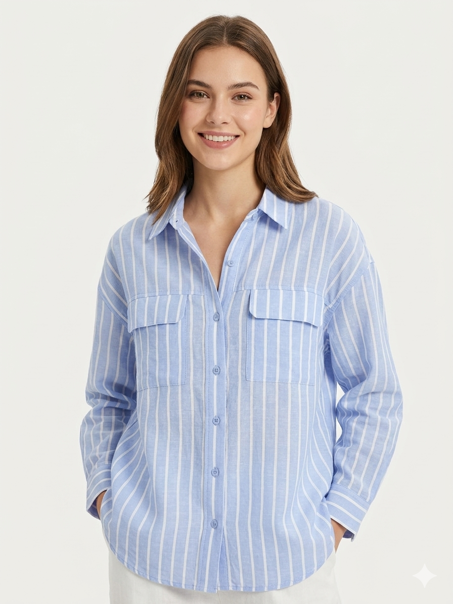 Ladies Shirt , Blue White