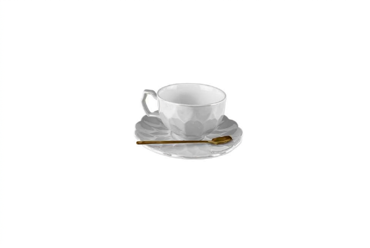 Cup with Saucer and Spoon Grey