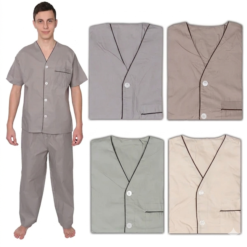 Men´s Pajama Short Sleeve w/ Long short Beige