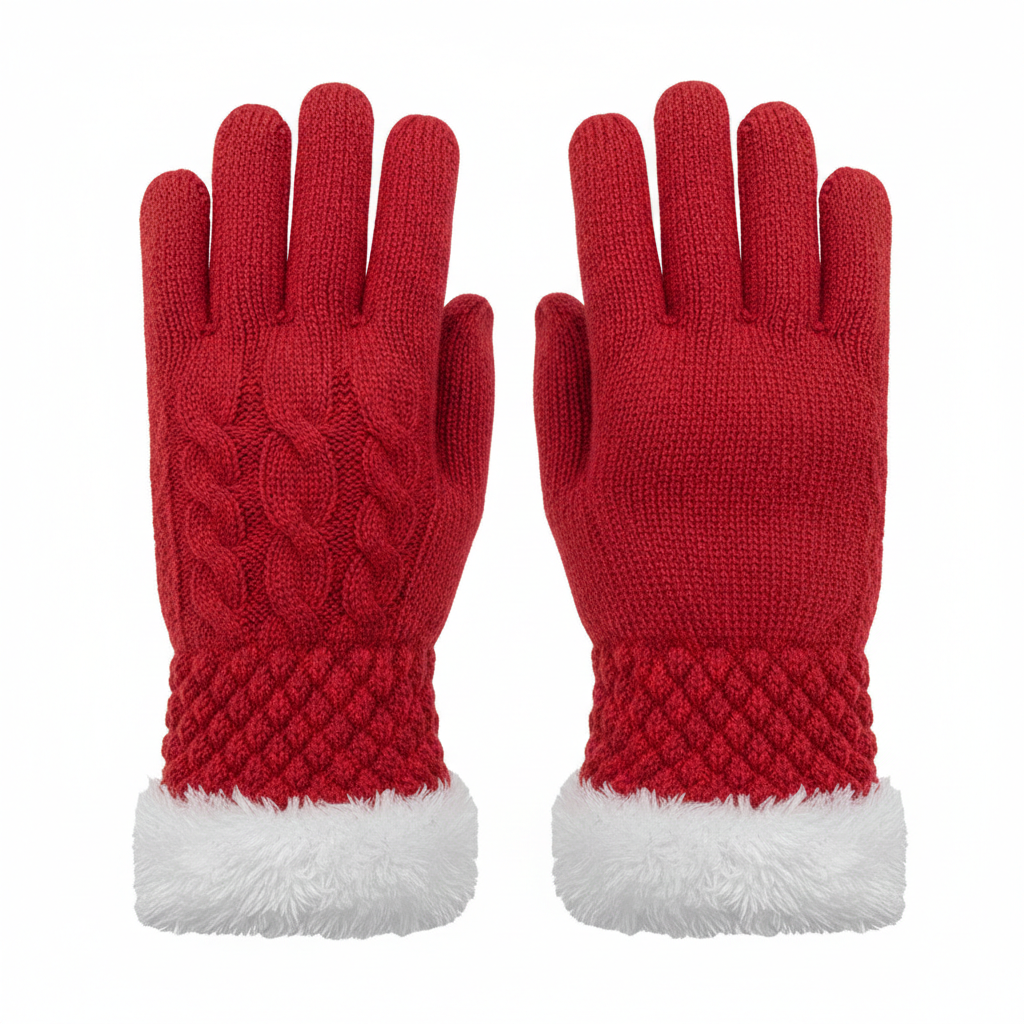 Cable Faux Fur Lined Glove in 7 Colors