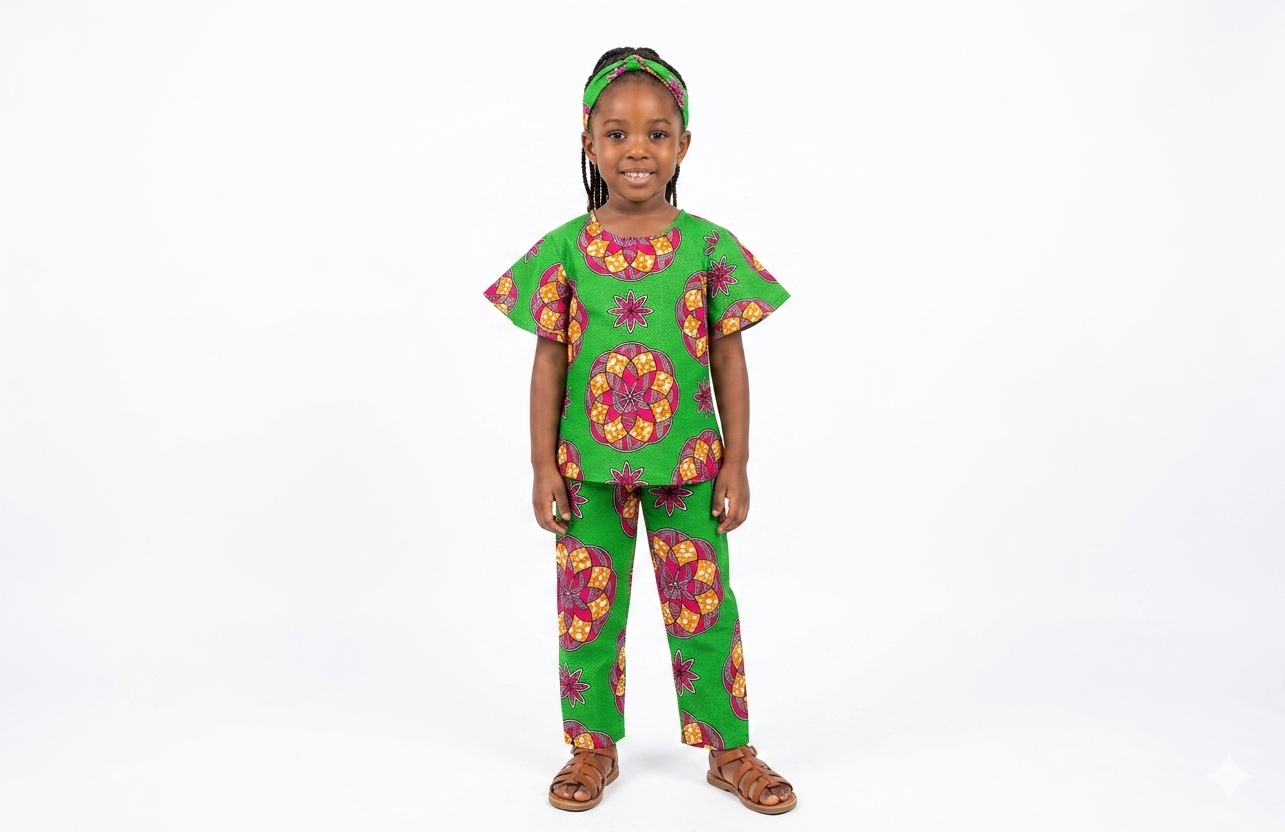 Conjunto Niña Verde-Fucsia( Etnia Negra)