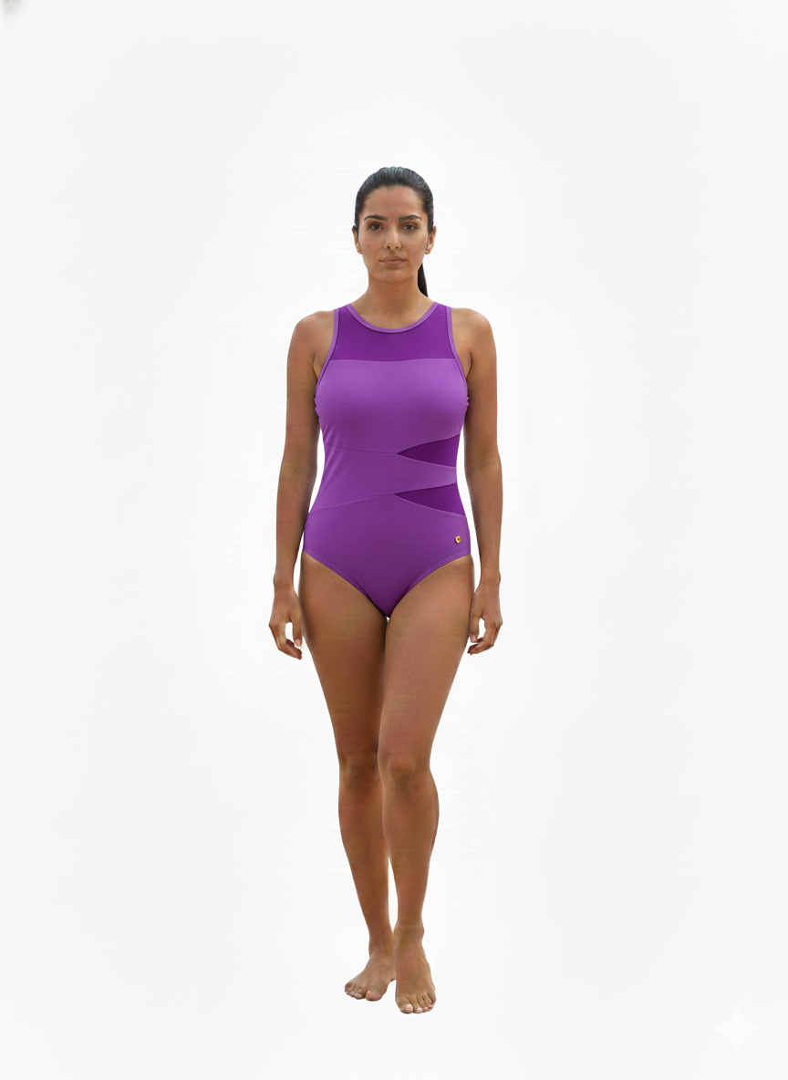 Ladies 1pc Swimsuit Purple - Joan Vass