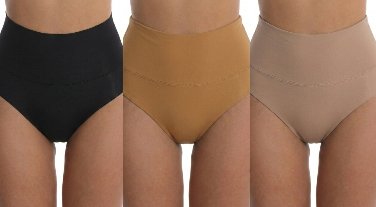 Scuba Mid- Waist Brief W / DL Layer WB Black-Camel-Beige