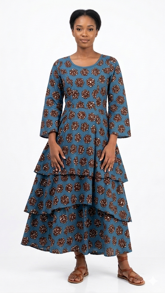One Size Full Sleeve Multi Tired Dress