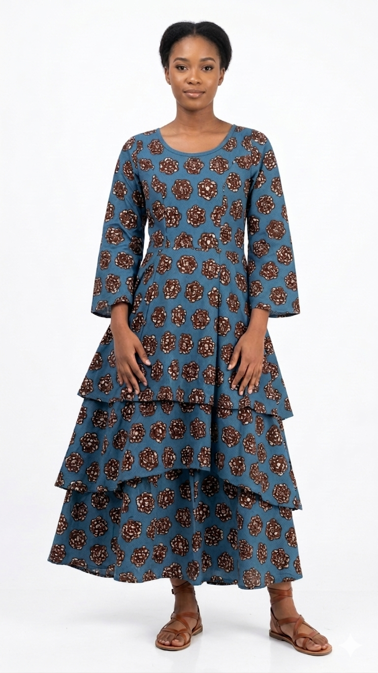 One Size Full Sleeve Multi Tired Dress