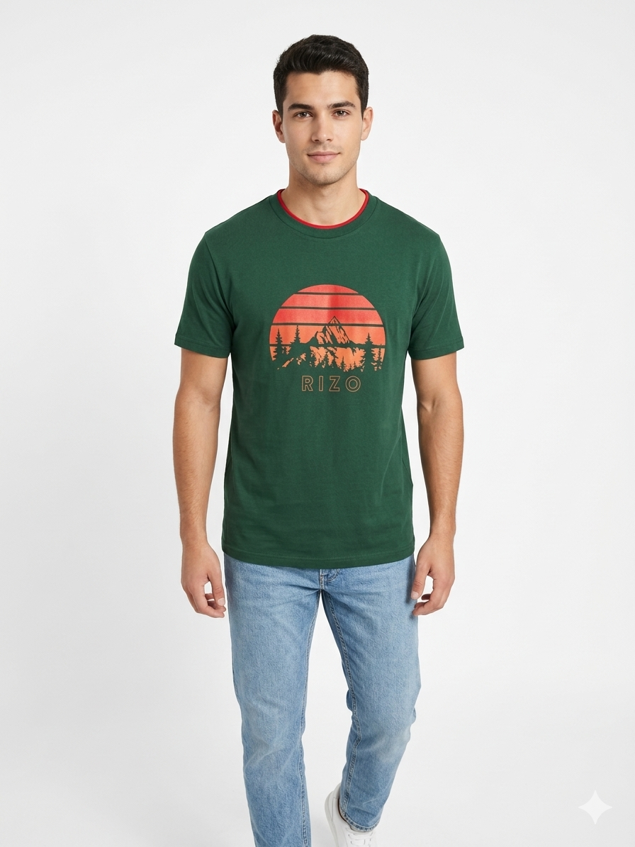 Sunset Silhouette Graphic Tee Pine
