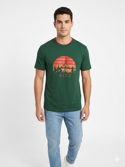 Sunset Silhouette Graphic Tee Pine