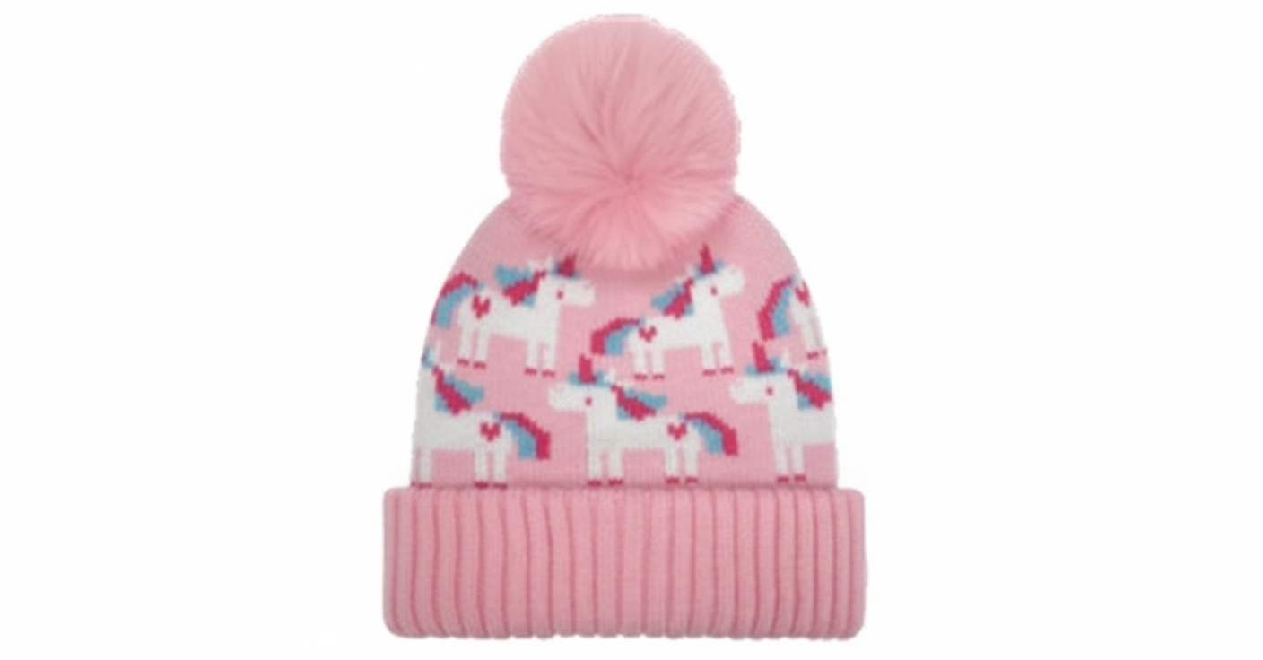 TODDLER GIRLS UNICORN CUFF HAT PINK