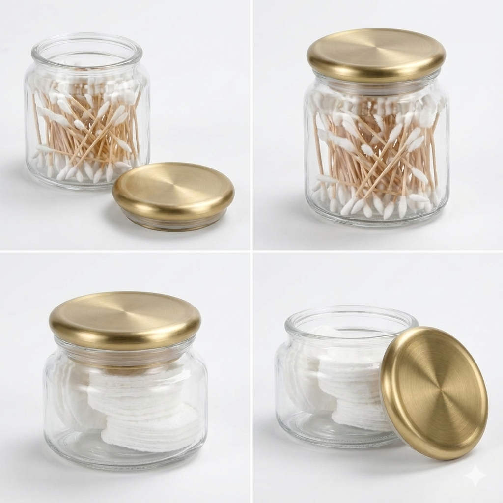 Gracie Glass Jar 280 ML Clear/Soft Brass
