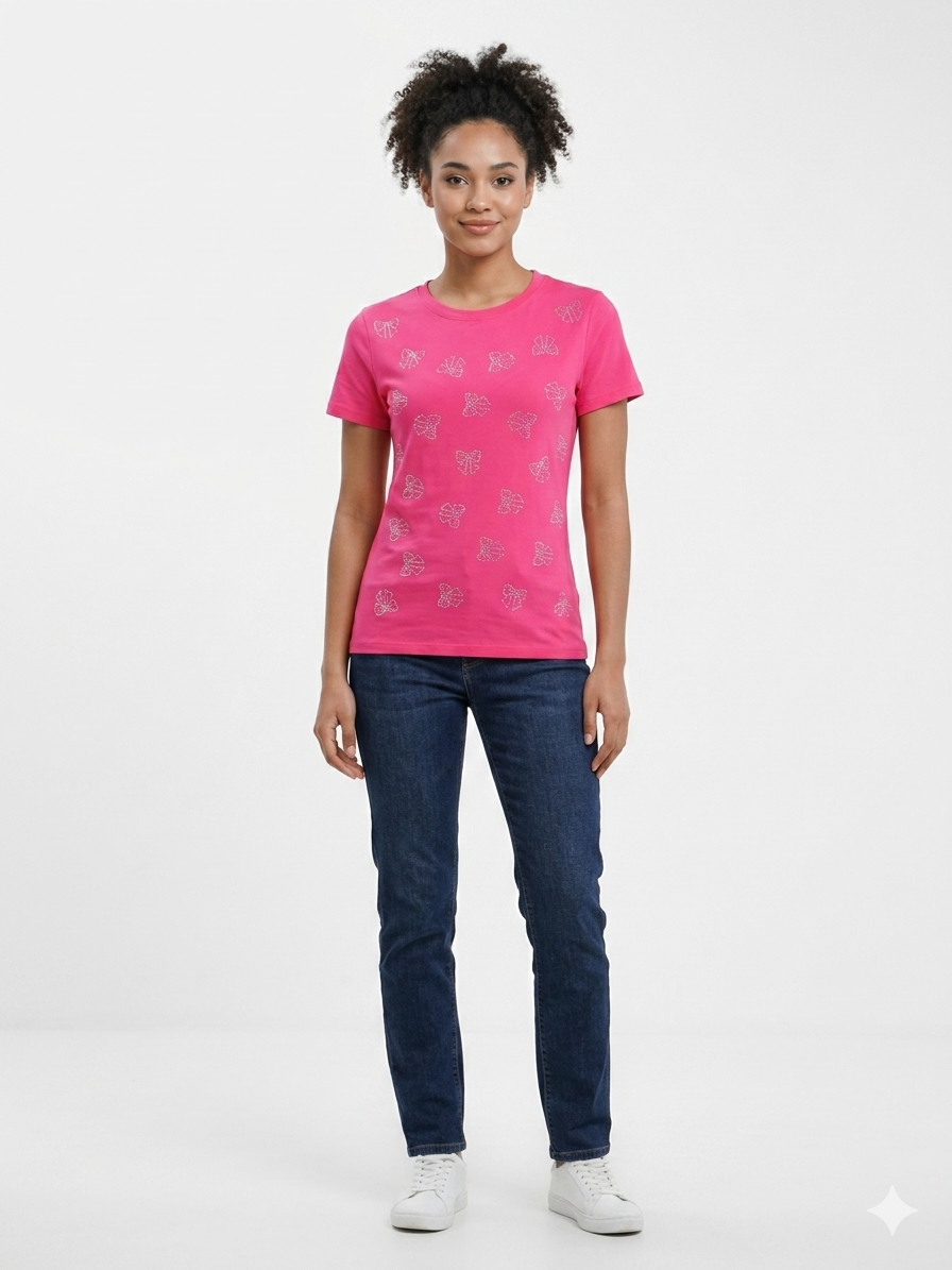Diamonds Bow  Top Pink