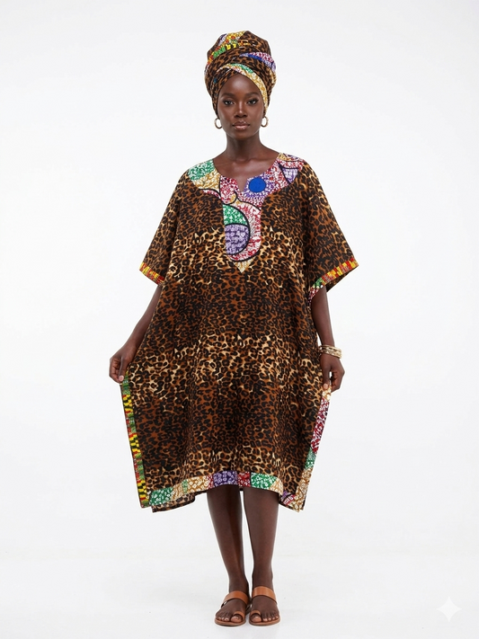 Dress Brown Leopard  Print Women - Etnia Negra