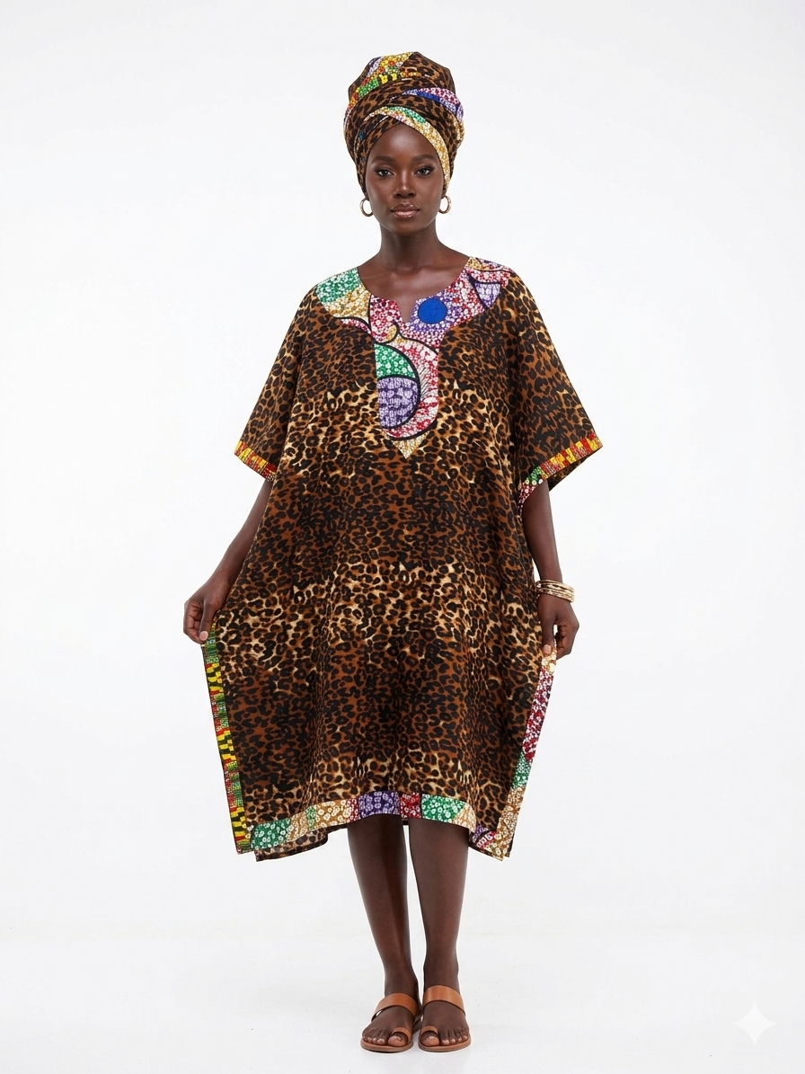 Dress Brown Leopard  Print Women - Etnia Negra