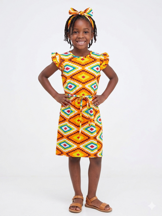 Vestido Amarillo Multi  niña - Etnia Negra