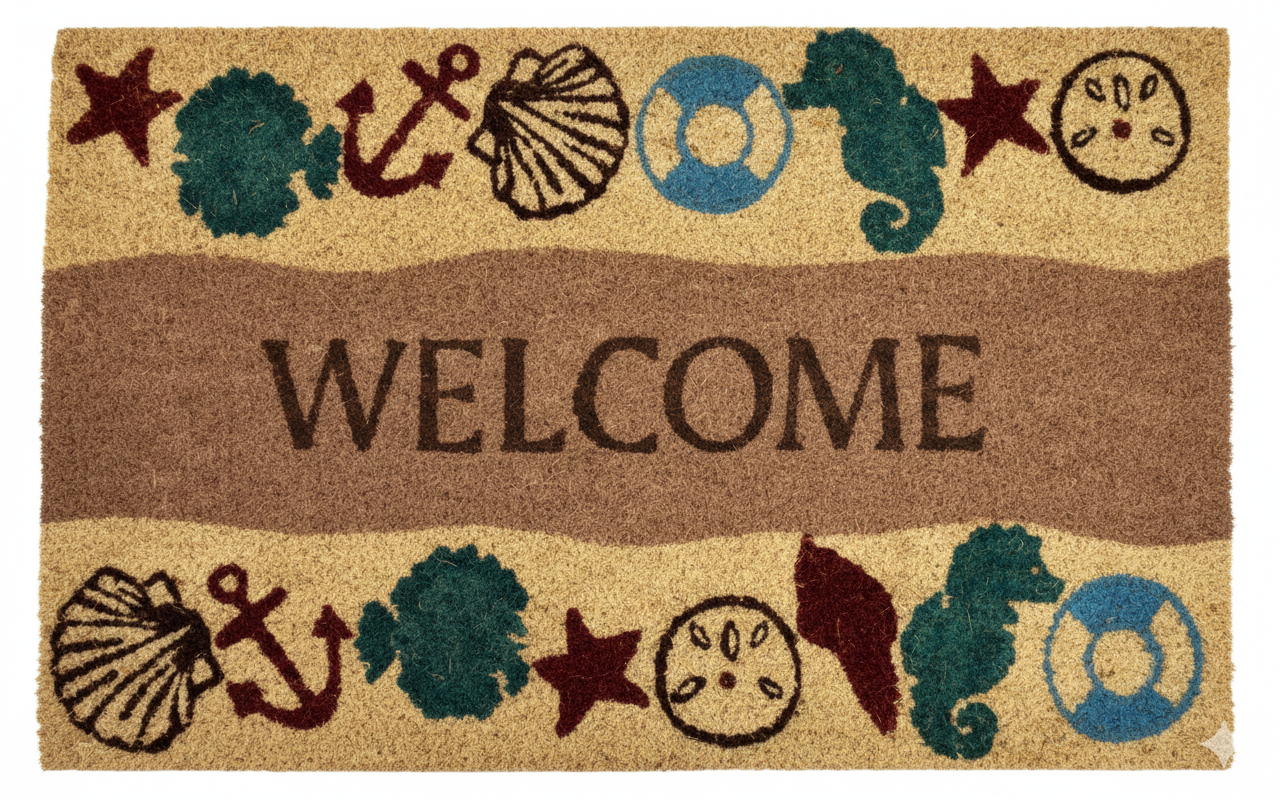 Mat Printed Coir 18x28 Welcome Coastal