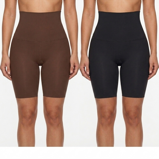 Scuba High - Waist Thigh W/ Layer Black-Mocha
