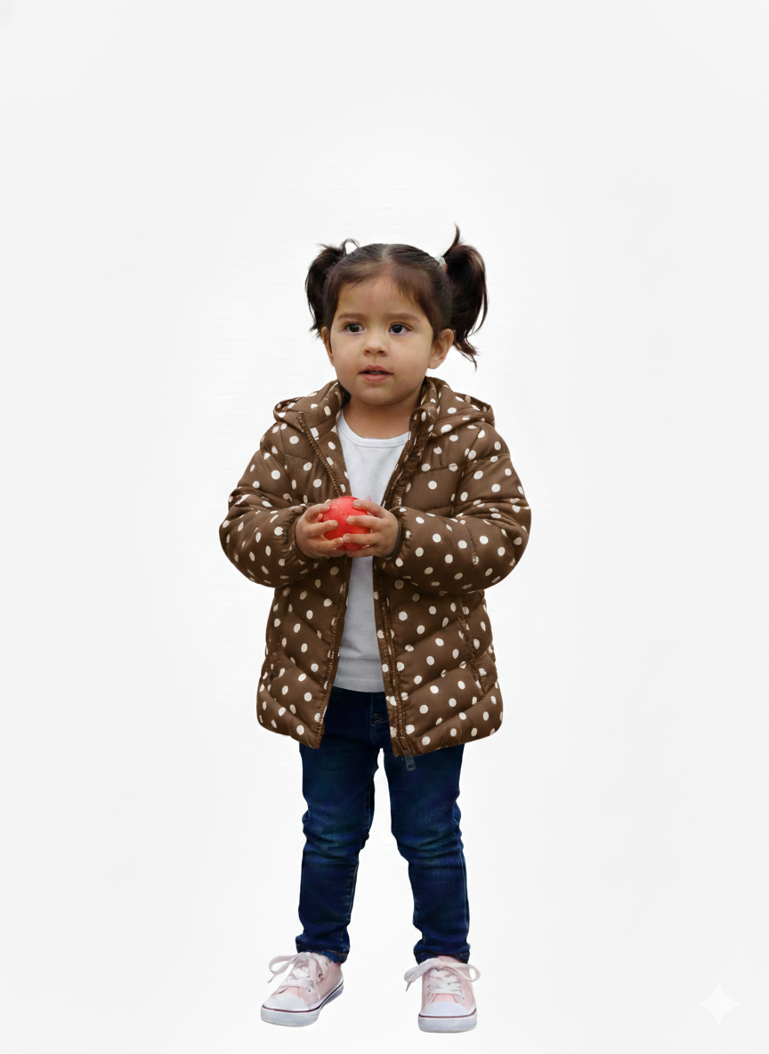 Dot Print Puffer Brown