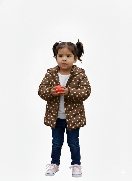 Dot Print Puffer Brown