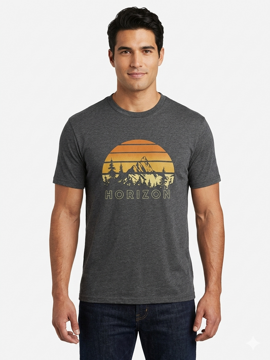 Sunset Silhouette Graphic Tee Charcoal Heather