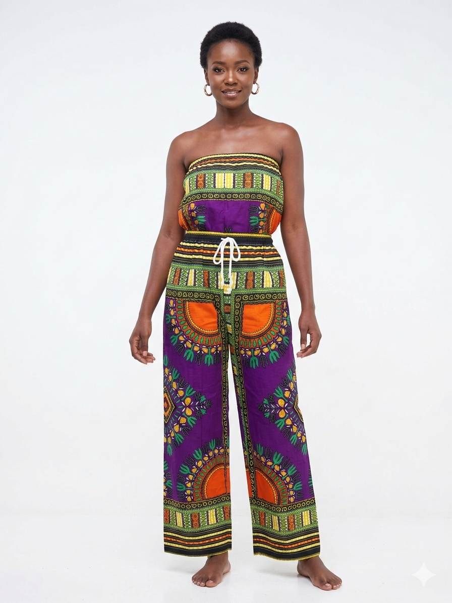 Dashiki Print Pant Purple-Pant - Etnia Negra