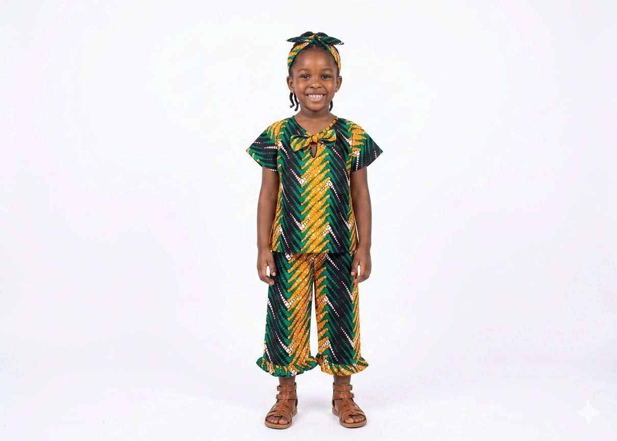 Conjunto Niña Naranja-Verde (Etnia Negra)