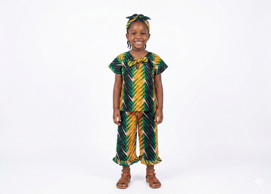 Conjunto Niña Naranja-Verde (Etnia Negra)
