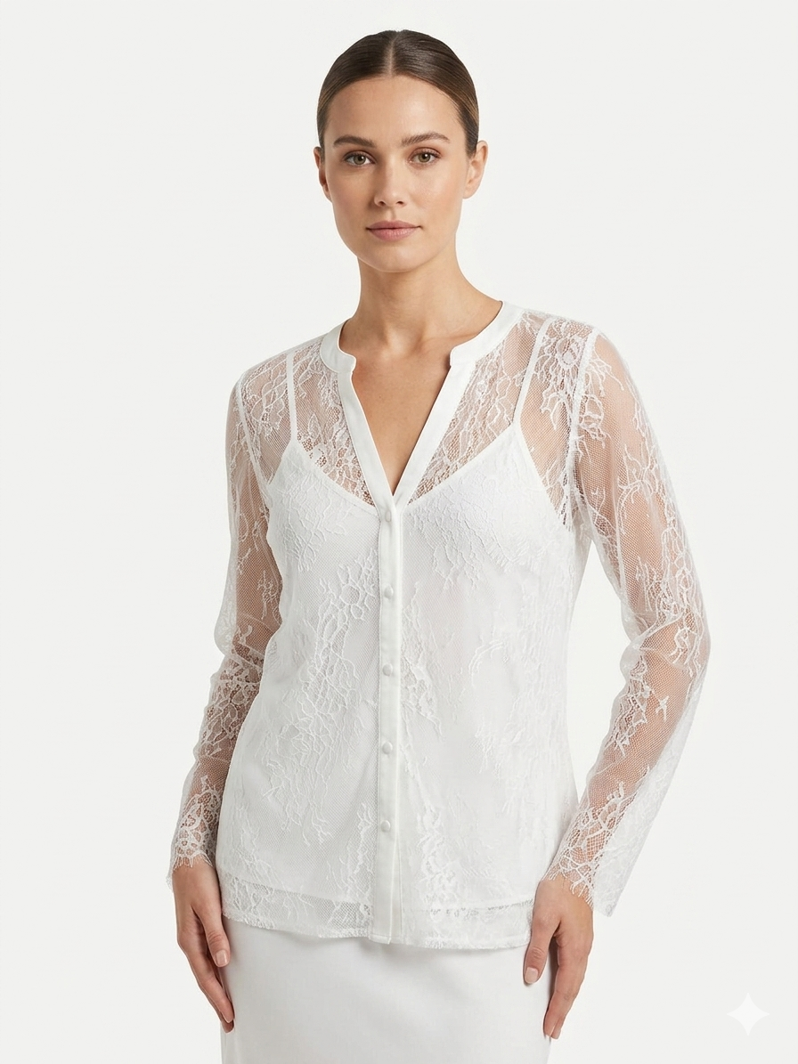 Lace Ladies Shirt , White