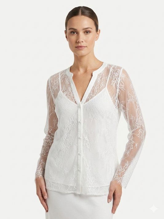 Lace Ladies Shirt , White