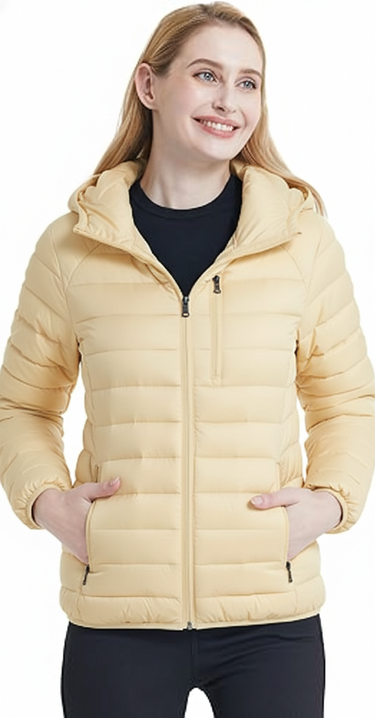 Channel Quilted Puffer with Butter Fleece lining Eggnog
