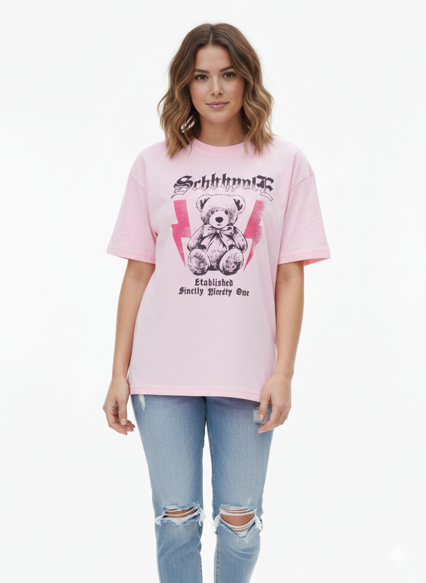 Boxy Cropped Graphic Tee Pink