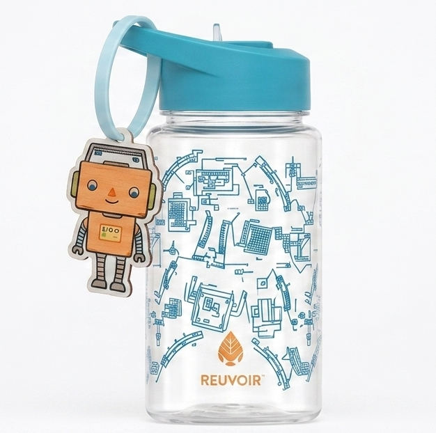 15oz Buddy Robot Themed Design Water Bottle with Strap Multicolor