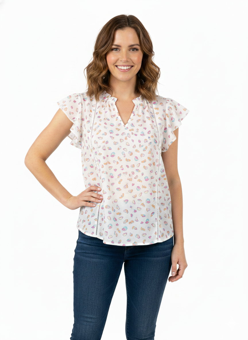 Blouse Bright White / Iceland Poppy - Zac & Rachel