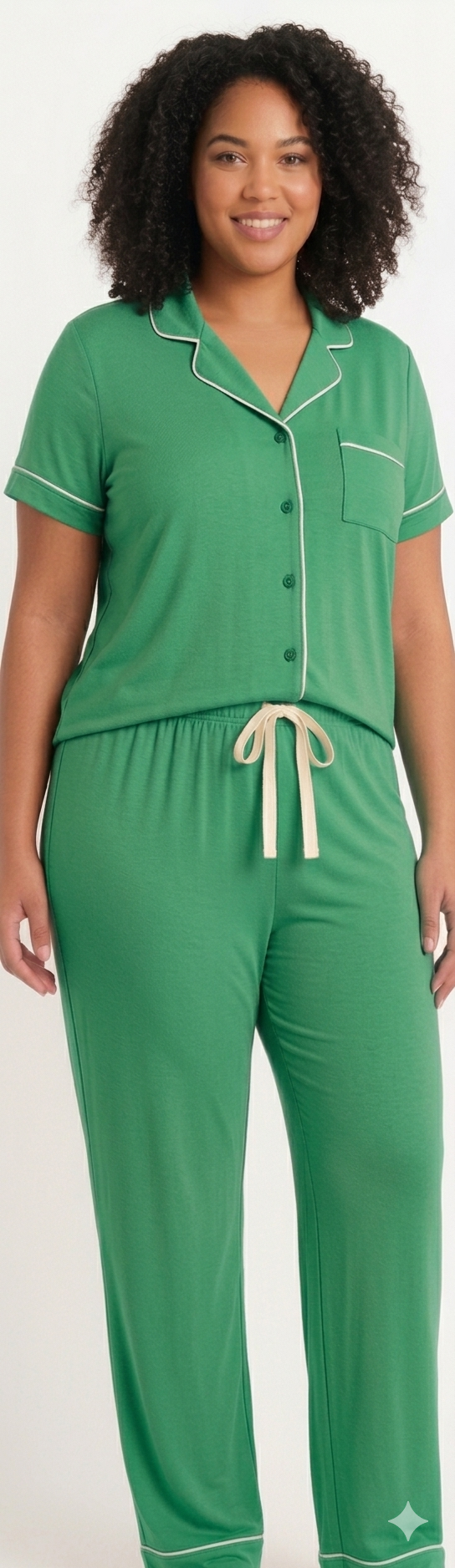 Plus Size 2PC Peached Jersey Sleep Set Green