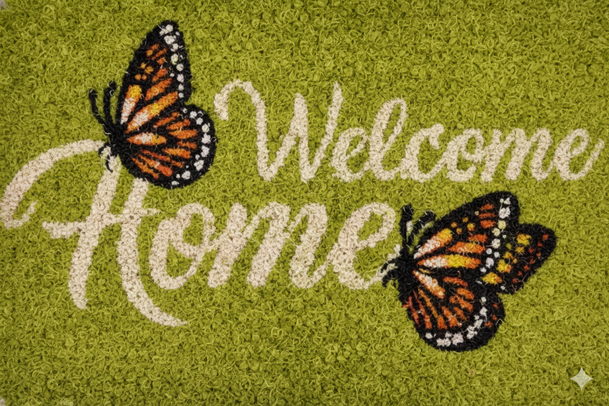 Mat Printed Coir 18x28 Welcome Butterflies