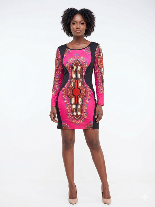 Dashiki  Scuba Multi Color Dress