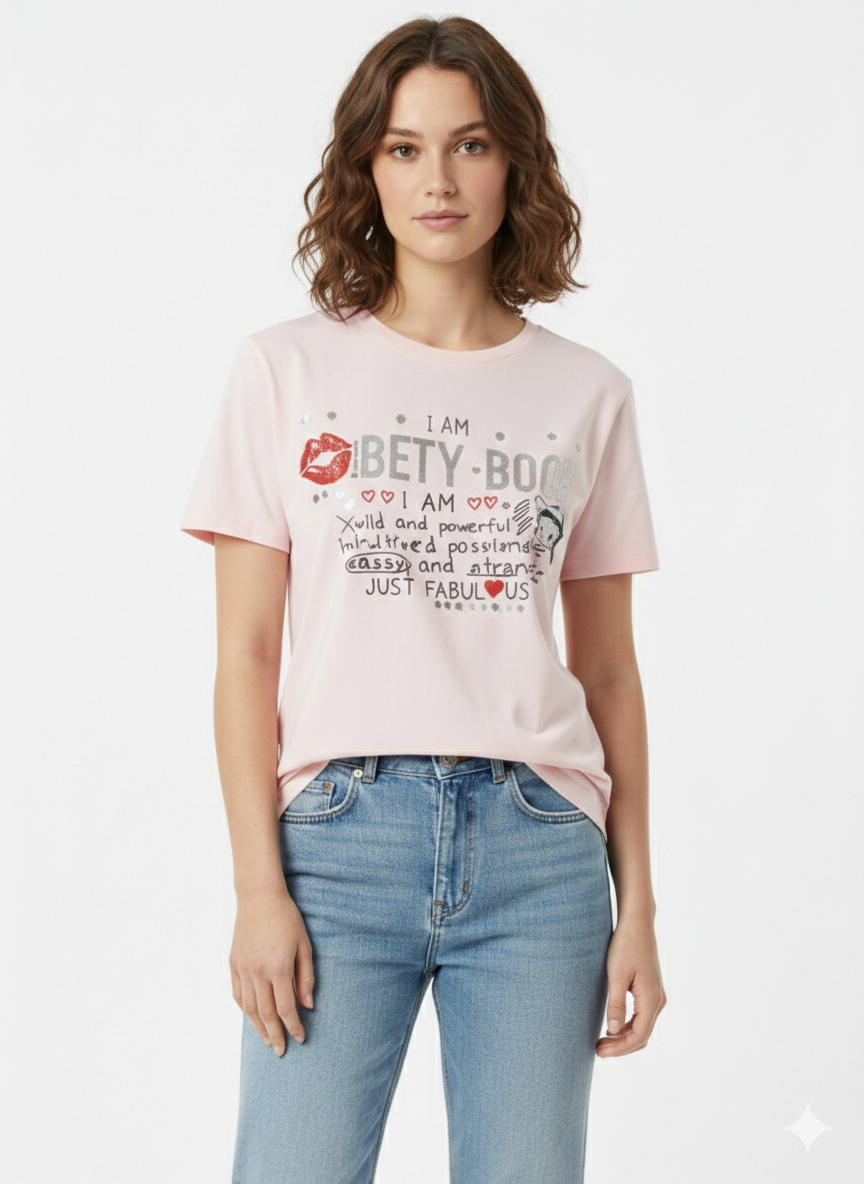 Betty Boop Boyfriend Tee Light Pink