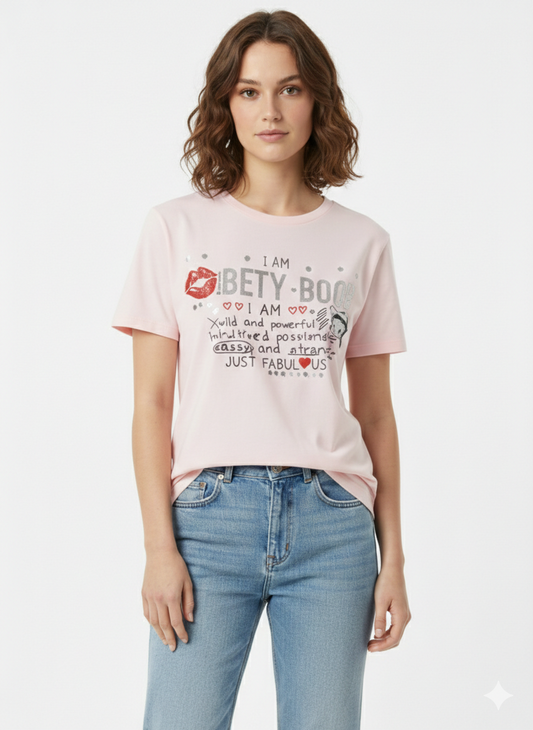 Betty Boop Boyfriend Tee Light Pink