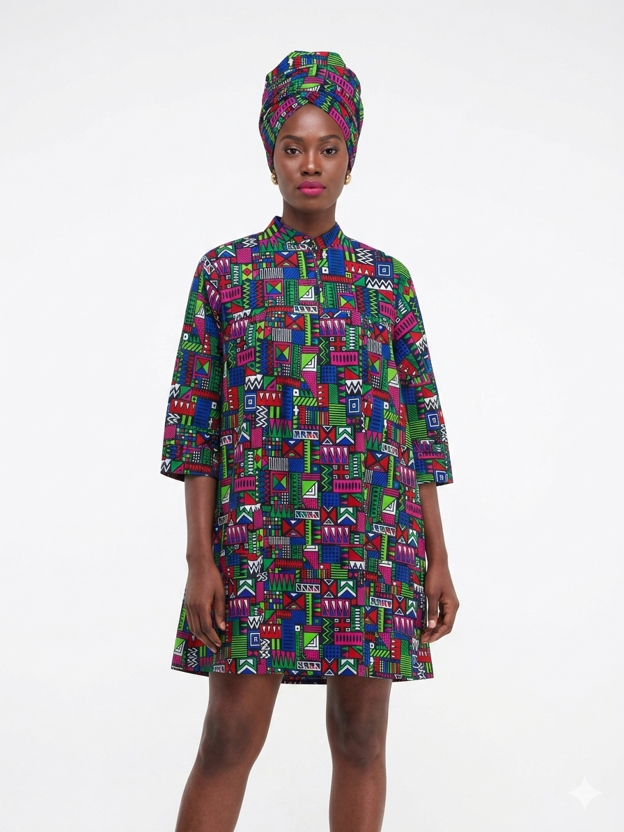 Dress Purple Multi-Color  Print Women - Etnia Negra