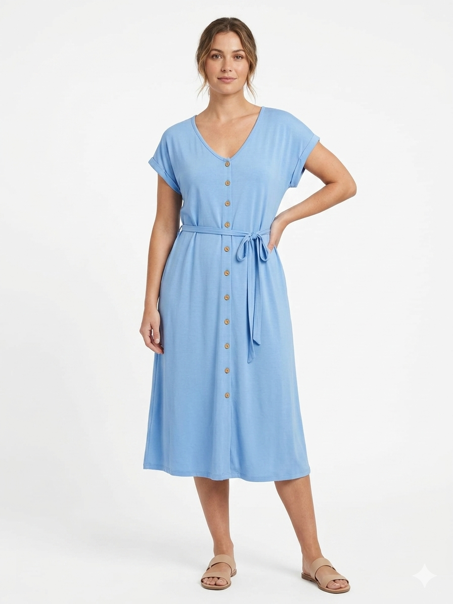 Ladies Yummy Maxi Dress, Blue- Liz & Lilli