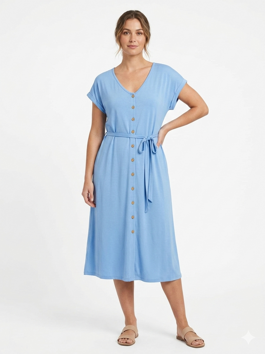 Ladies Yummy Maxi Dress, Blue- Liz & Lilli
