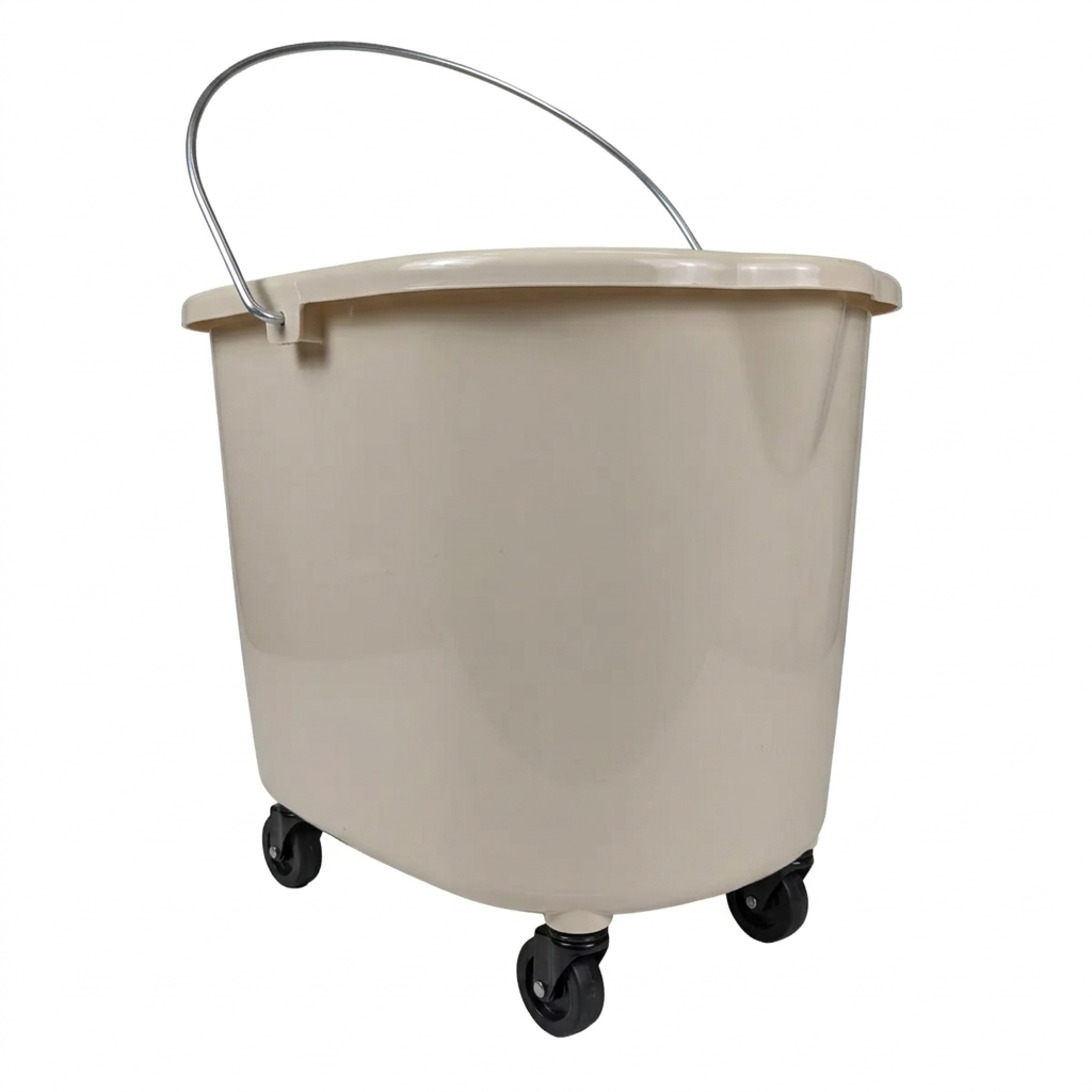 4Gal/15L Plastic Mop Bucket with Wheels Beige
