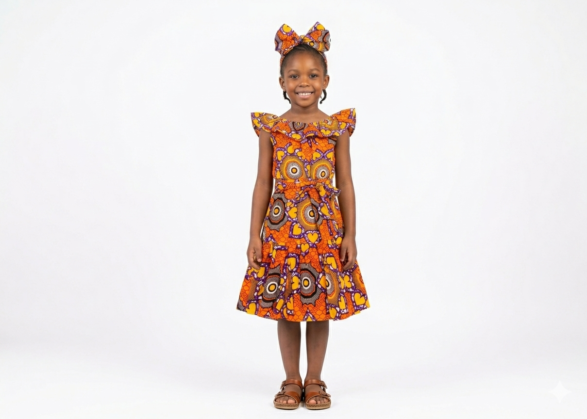 Vestido Naranja-Amarillo-Morado (Etnia Negra)