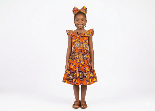 Vestido Naranja-Amarillo-Morado (Etnia Negra)