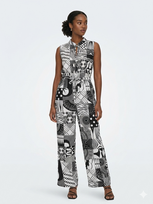 Jumpsuit Print Black-White - Etnia Negra